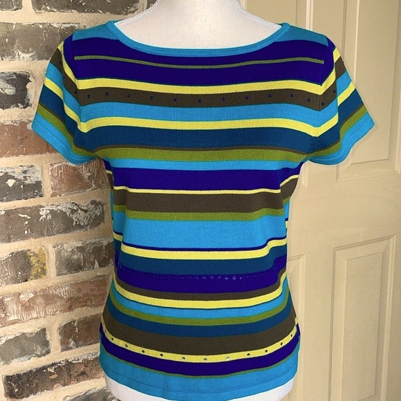 JohnPaulRichard Tops - Uniform x John Paul Richard Multi Stripe Top Jewel Tone Y2K